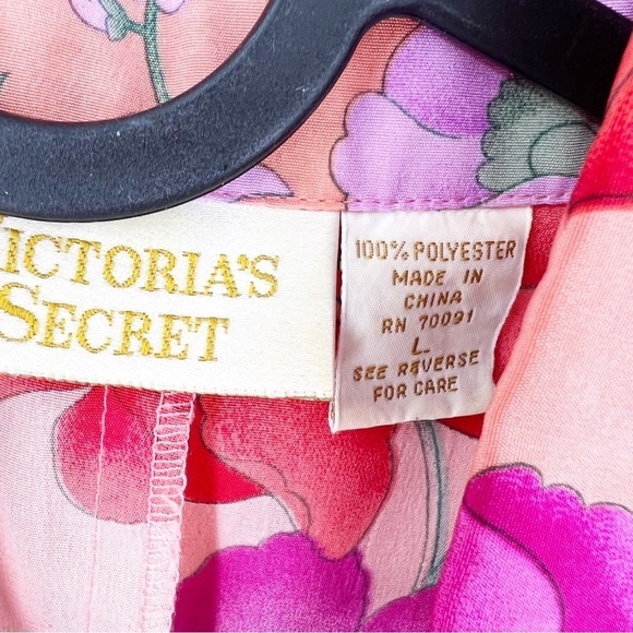 ✅ VICTORIA'S SECRET VINTAGE GOLD LABEL PINK FLORAL PAJAMA TOP SIZE LARGE - Picture 4 of 4